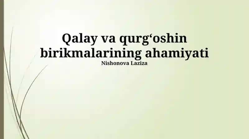 Qalay va Qoʻrgʻoshin Birikmalarining Global Bozori