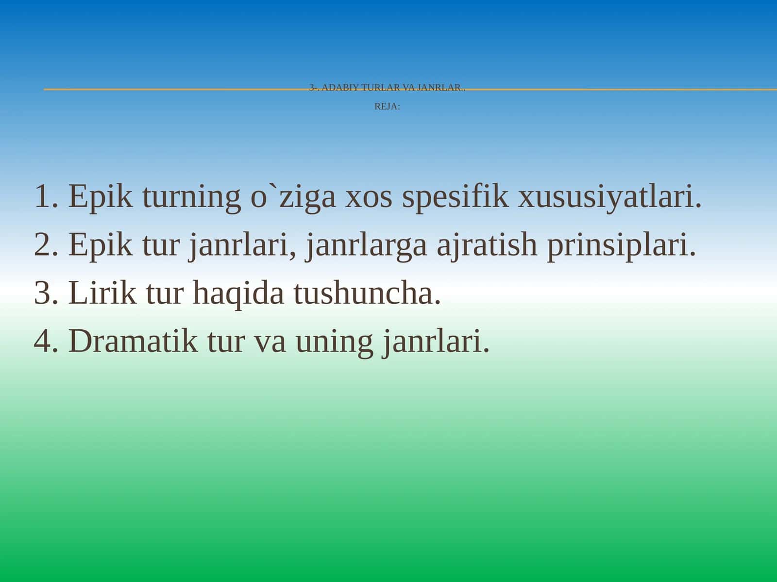 Adabiy turlar va janrlar 1