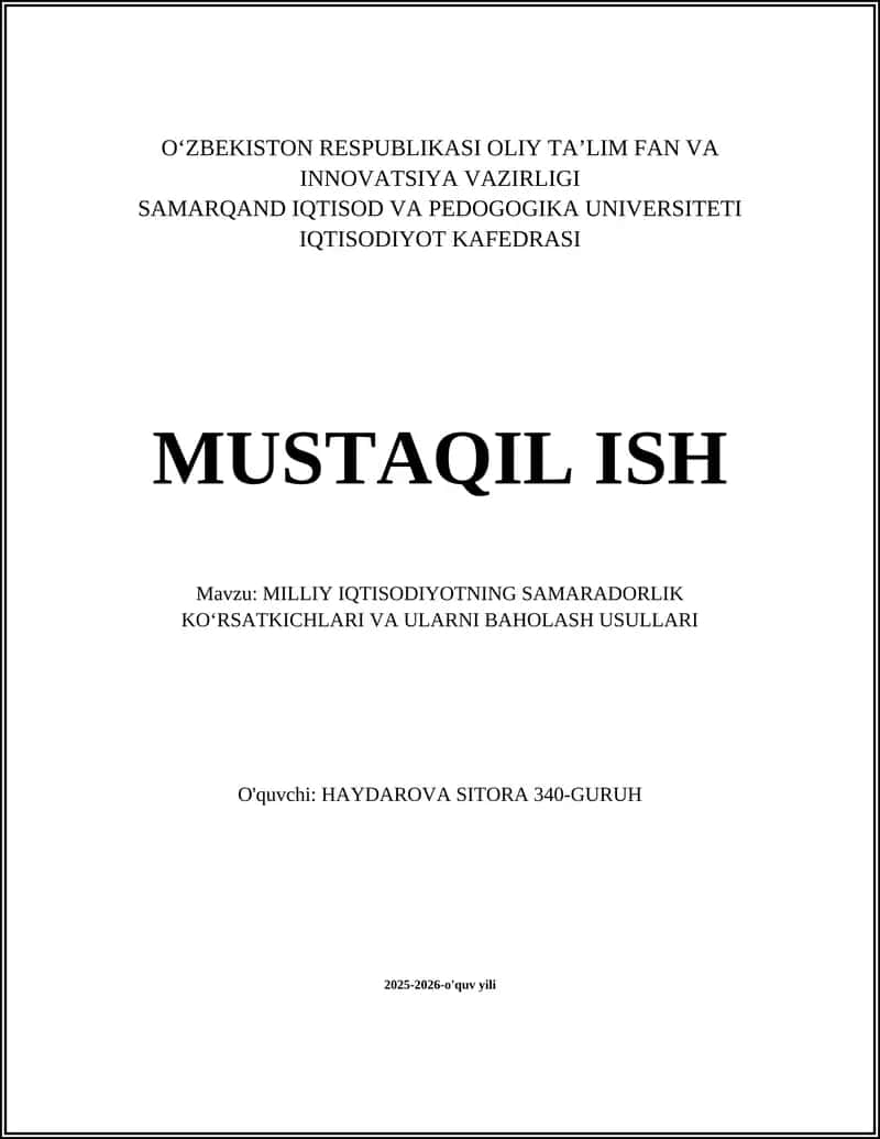 Yalpi Ichki Mahsulot (YaIM) 1