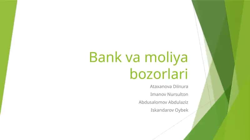 Moliya tizimi va moliya bozorlari 1