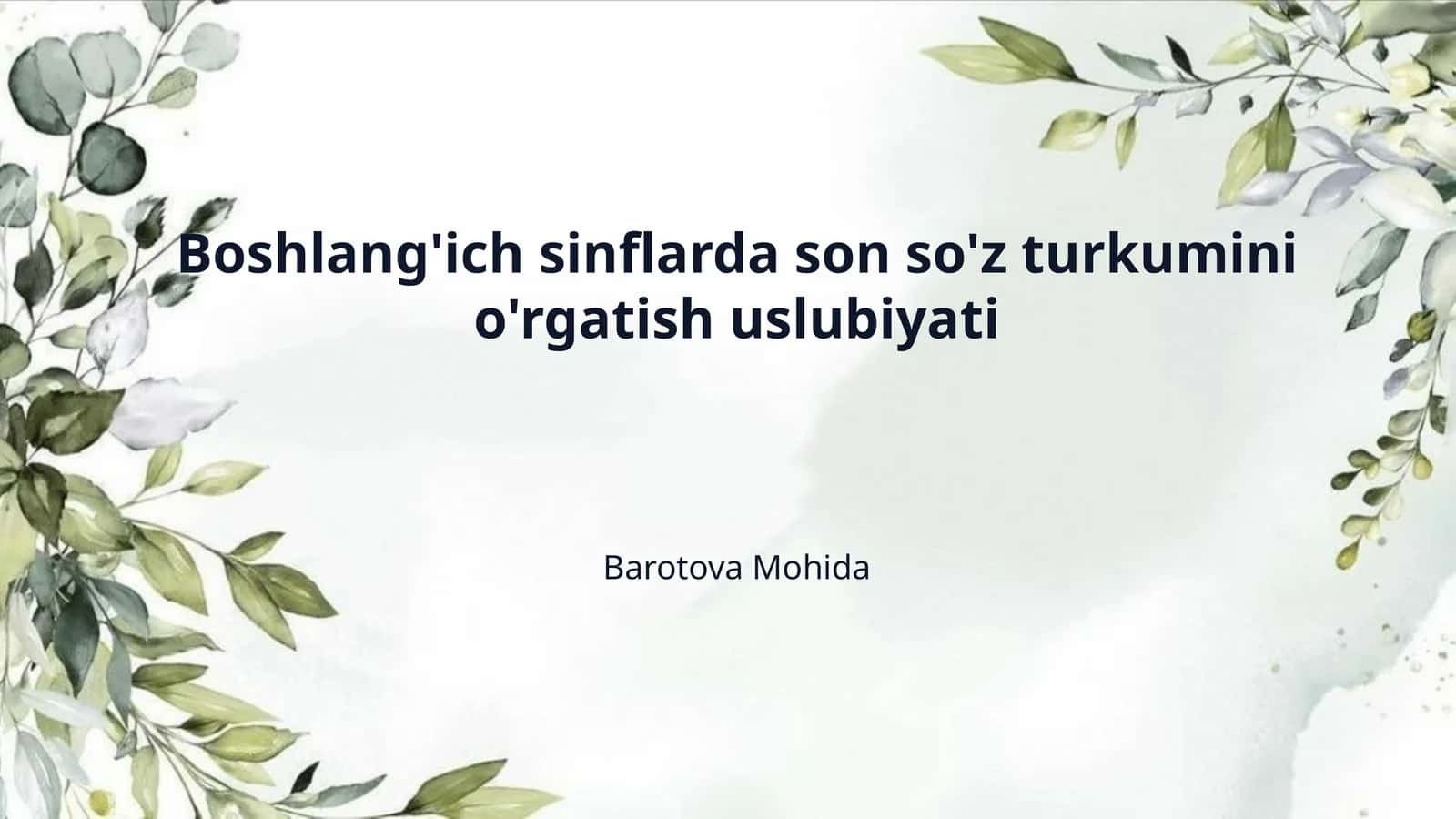 Boshlang'ich sinflarda son so'z turkumini o'rgatish uslubiyati 1