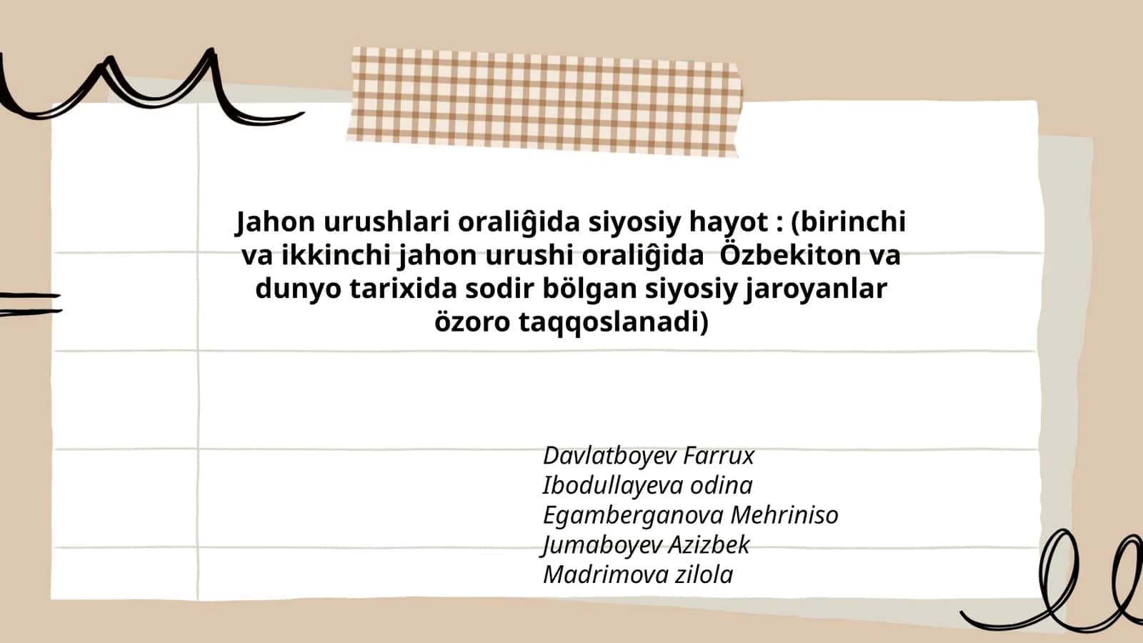 Jahon urushlari oraliĝida siyosiy hayot 1