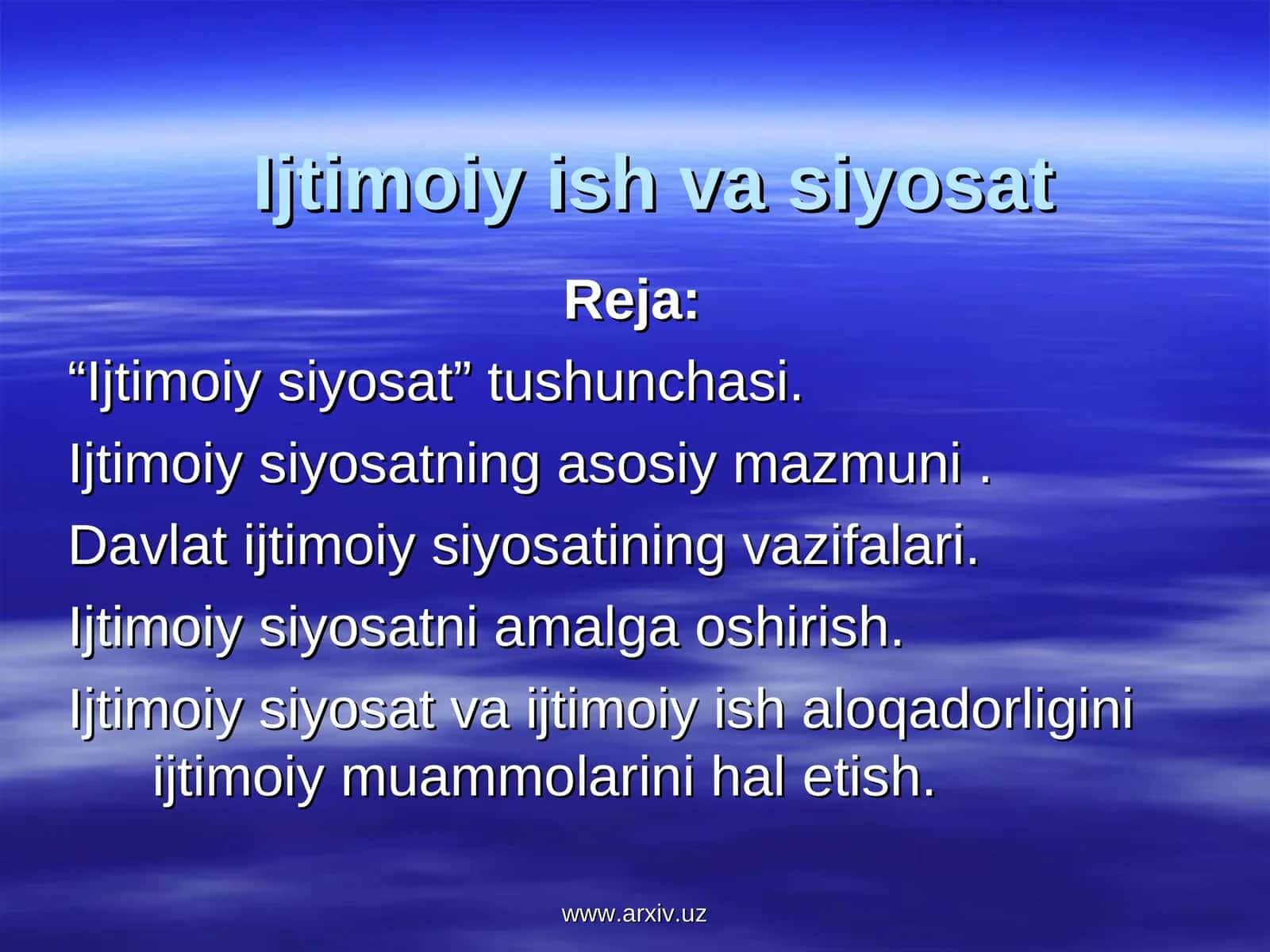 Ijtimoiy ish va siyosat 1