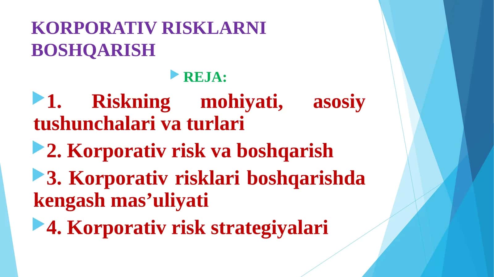 KORPORATIV RISKLARNI BOSHQARISH 1