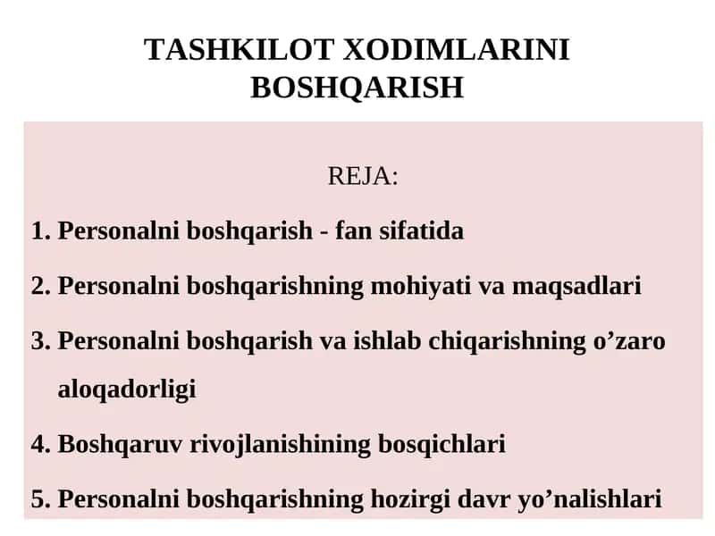 Personalni boshqarish - fan sifatida 1