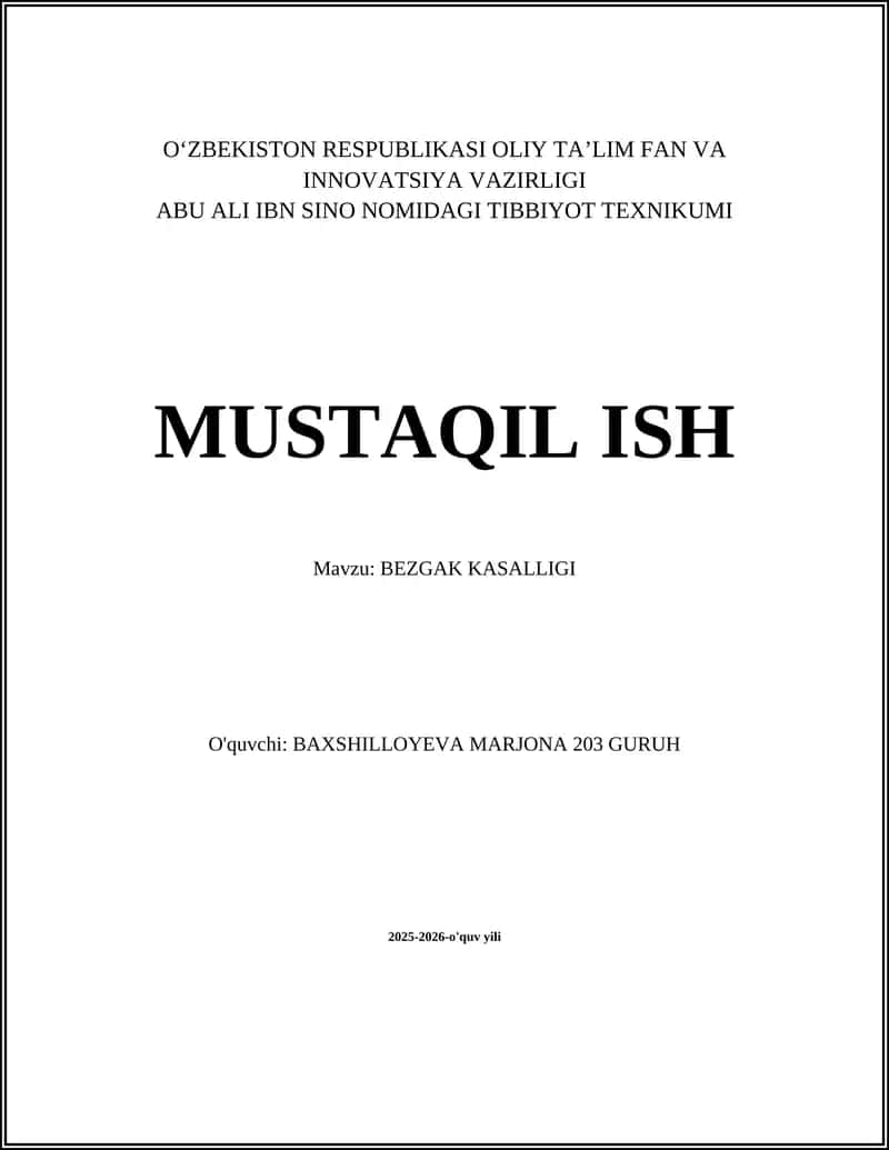 BEZGAK KASALLIGI 1