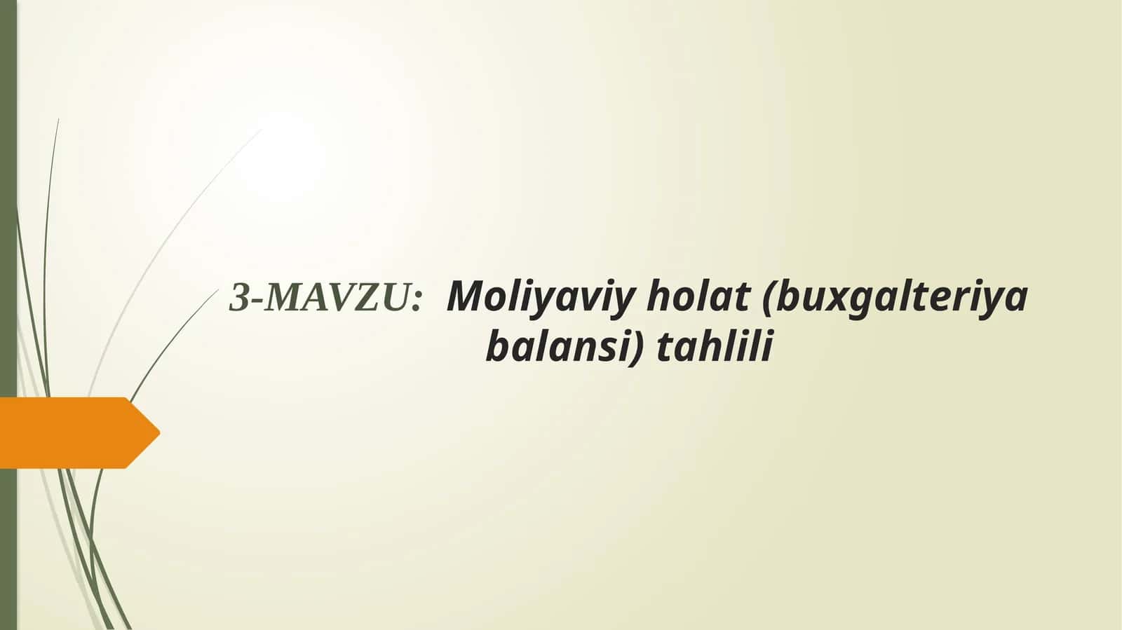 Moliyaviy holat (buxgalteriya balansi) tahlili 1