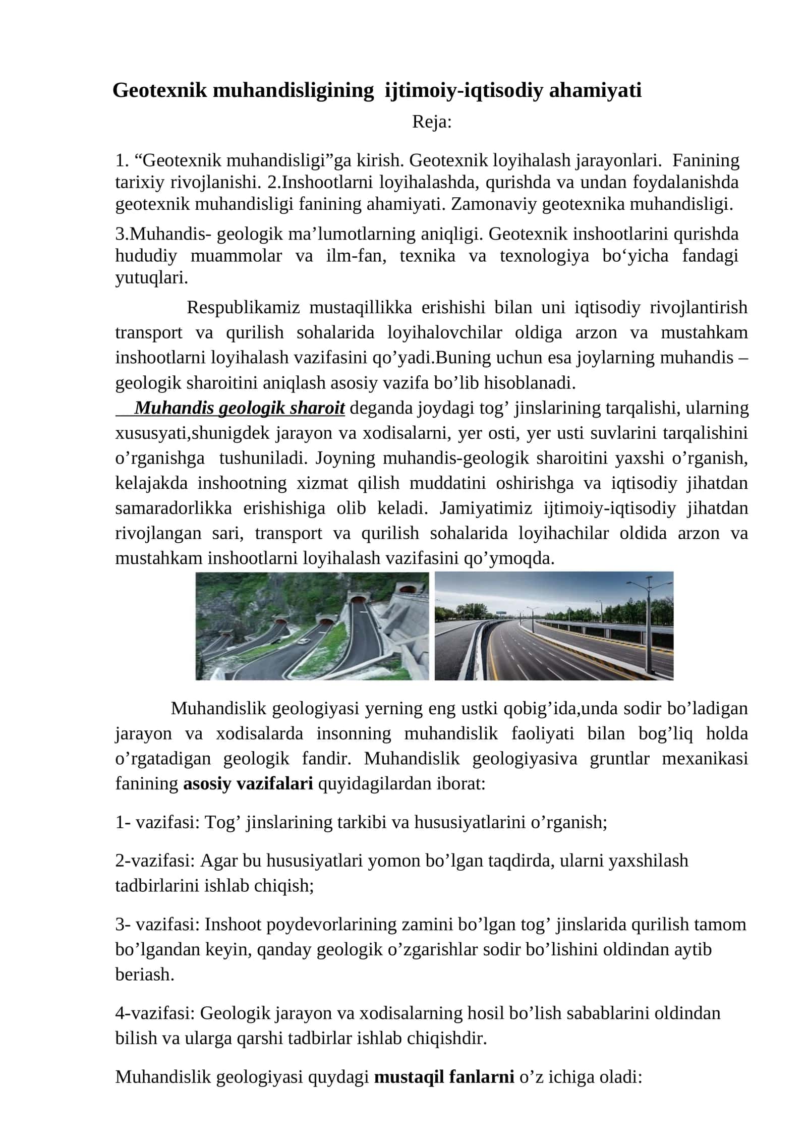 Geotexnik muhandisligining ijtimoiy-iqtisodiy ahamiyati 1