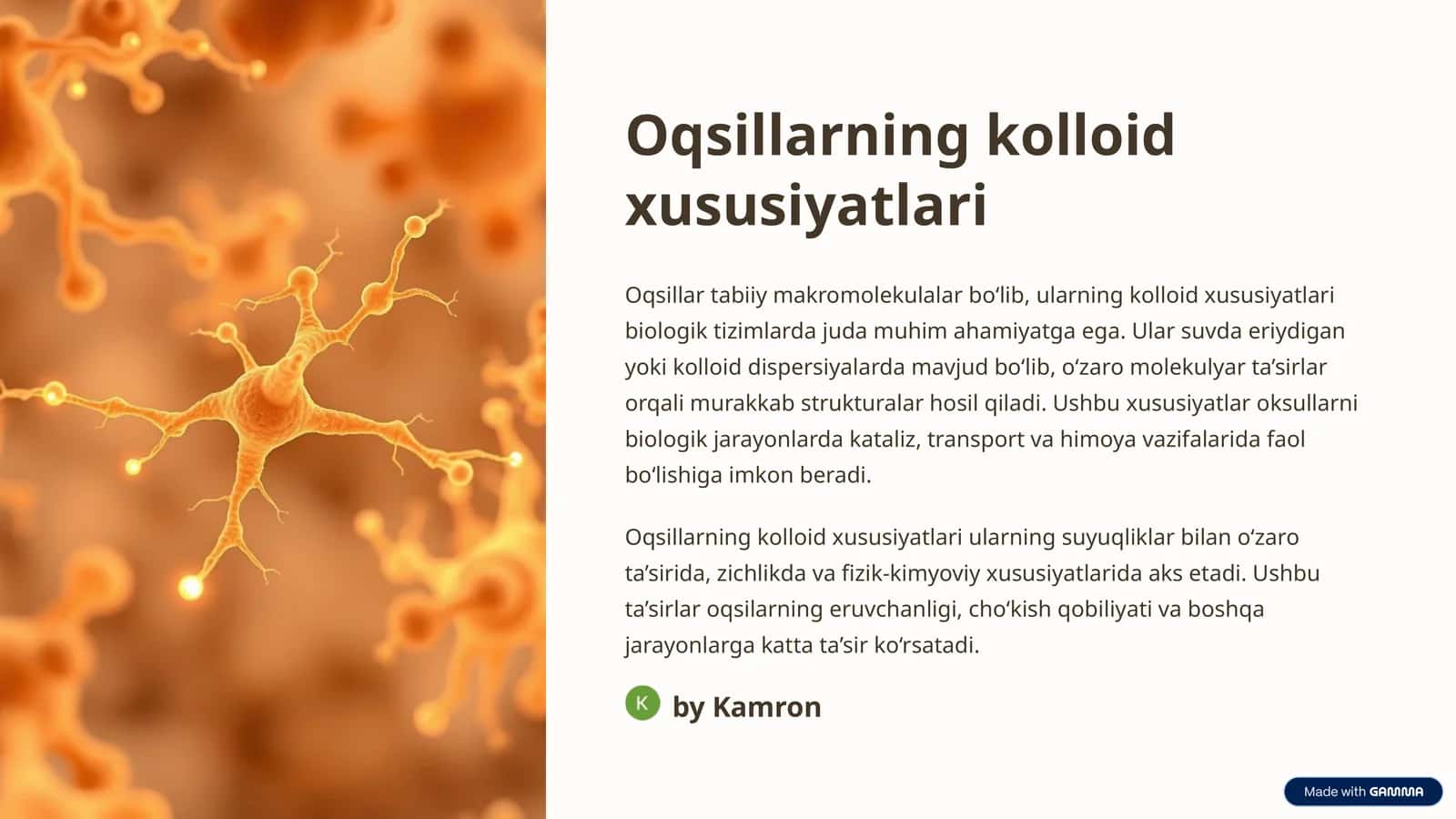Oqsillarning kolloid xususiyatlari 1