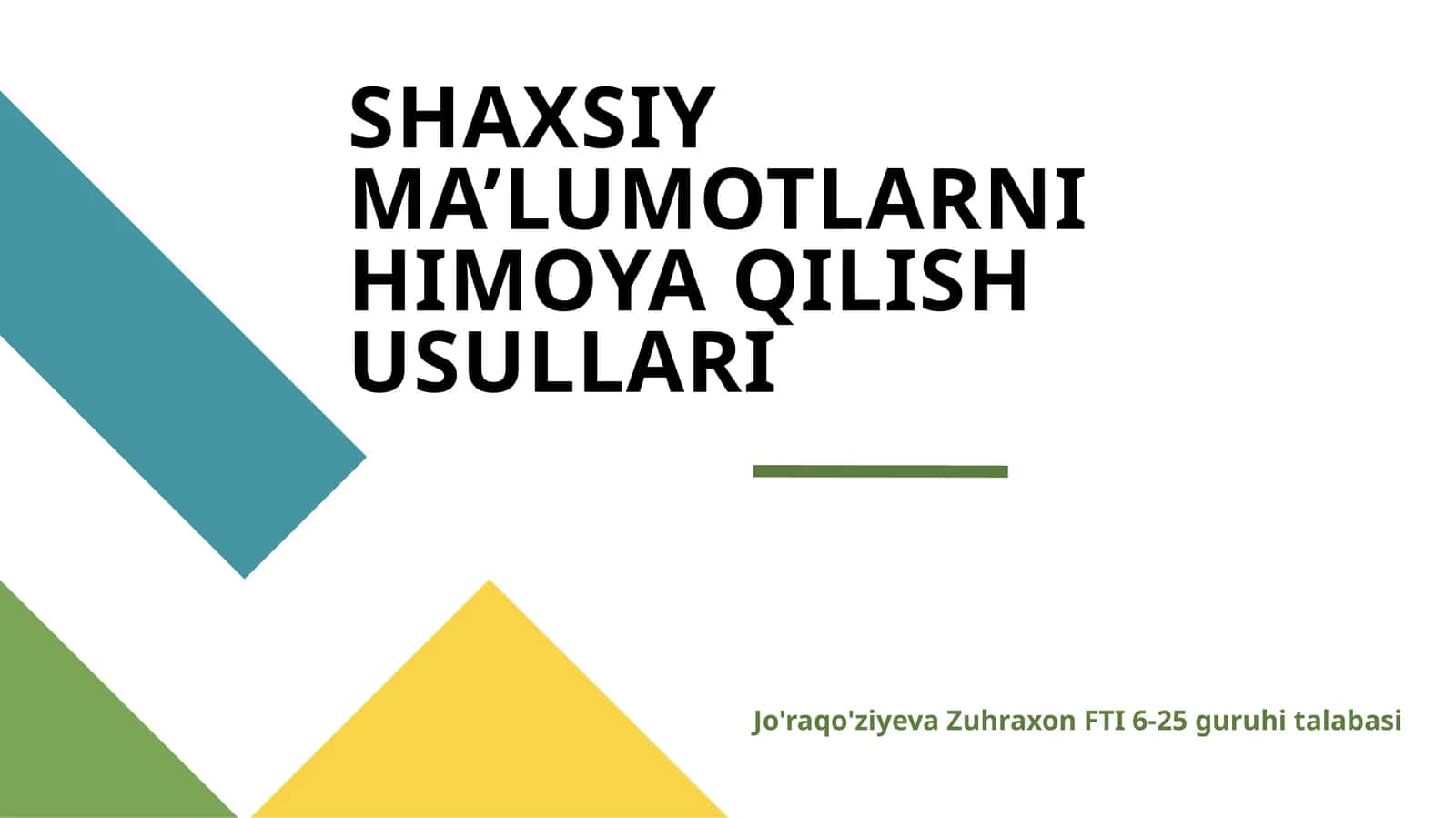 Shaxsiy Ma'lumotlarni Himoya Qilish Usullari 1