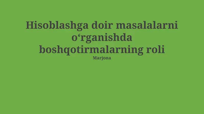 Boshqotirmalar va algoritmlar 1