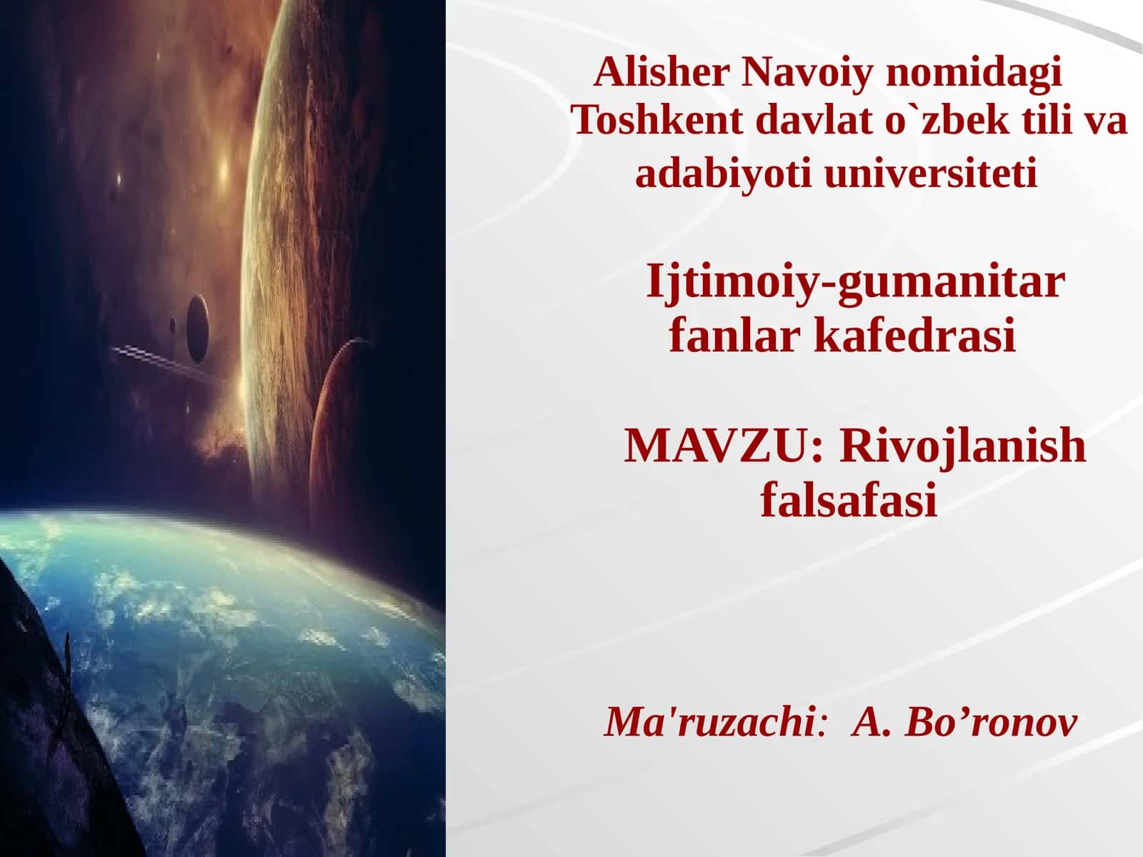 Rivojlanish falsafasi 1