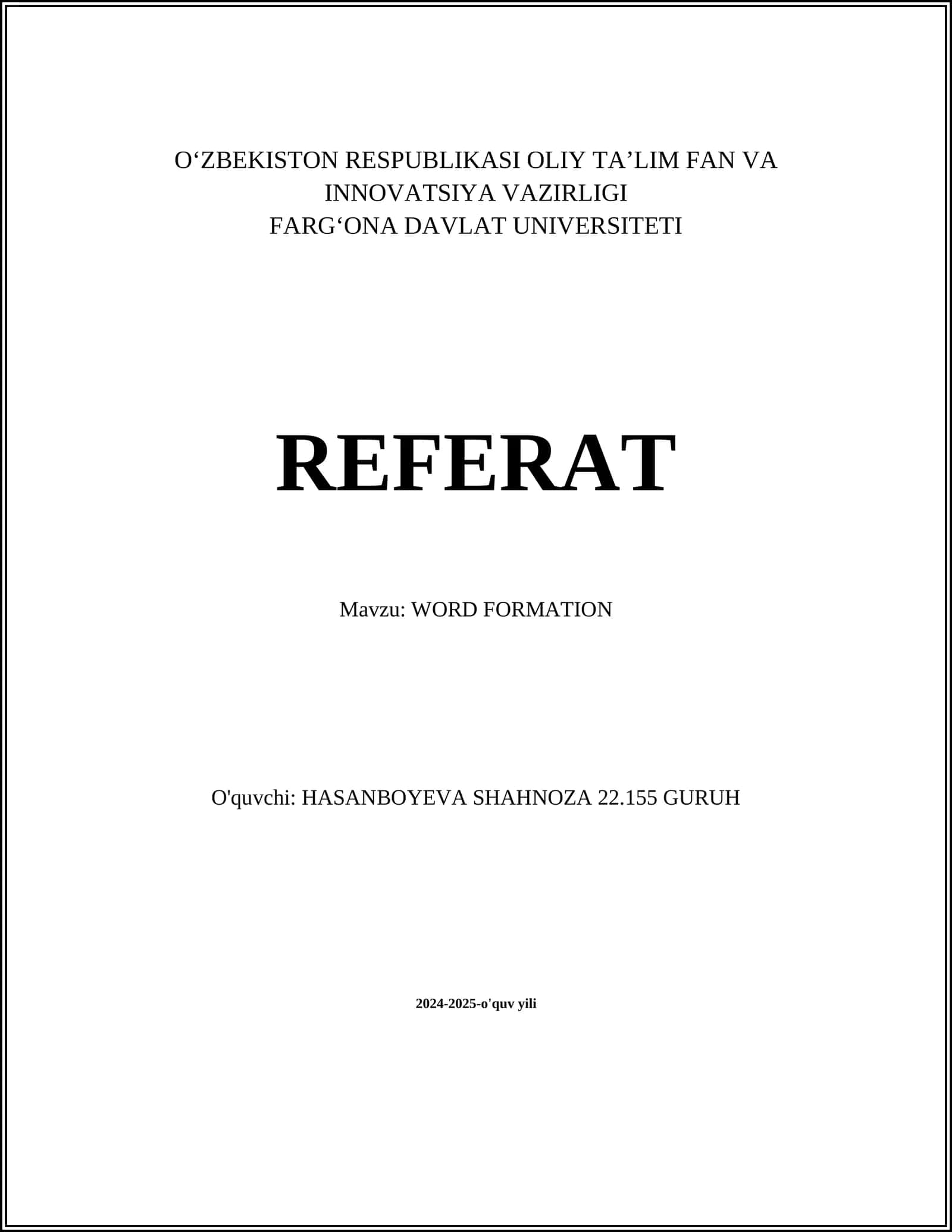 WORD FORMATION 1