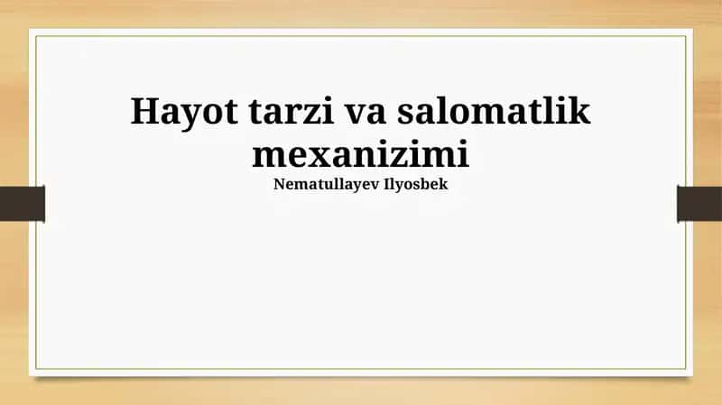 Soglom Turmush Tarzi Omillari 1