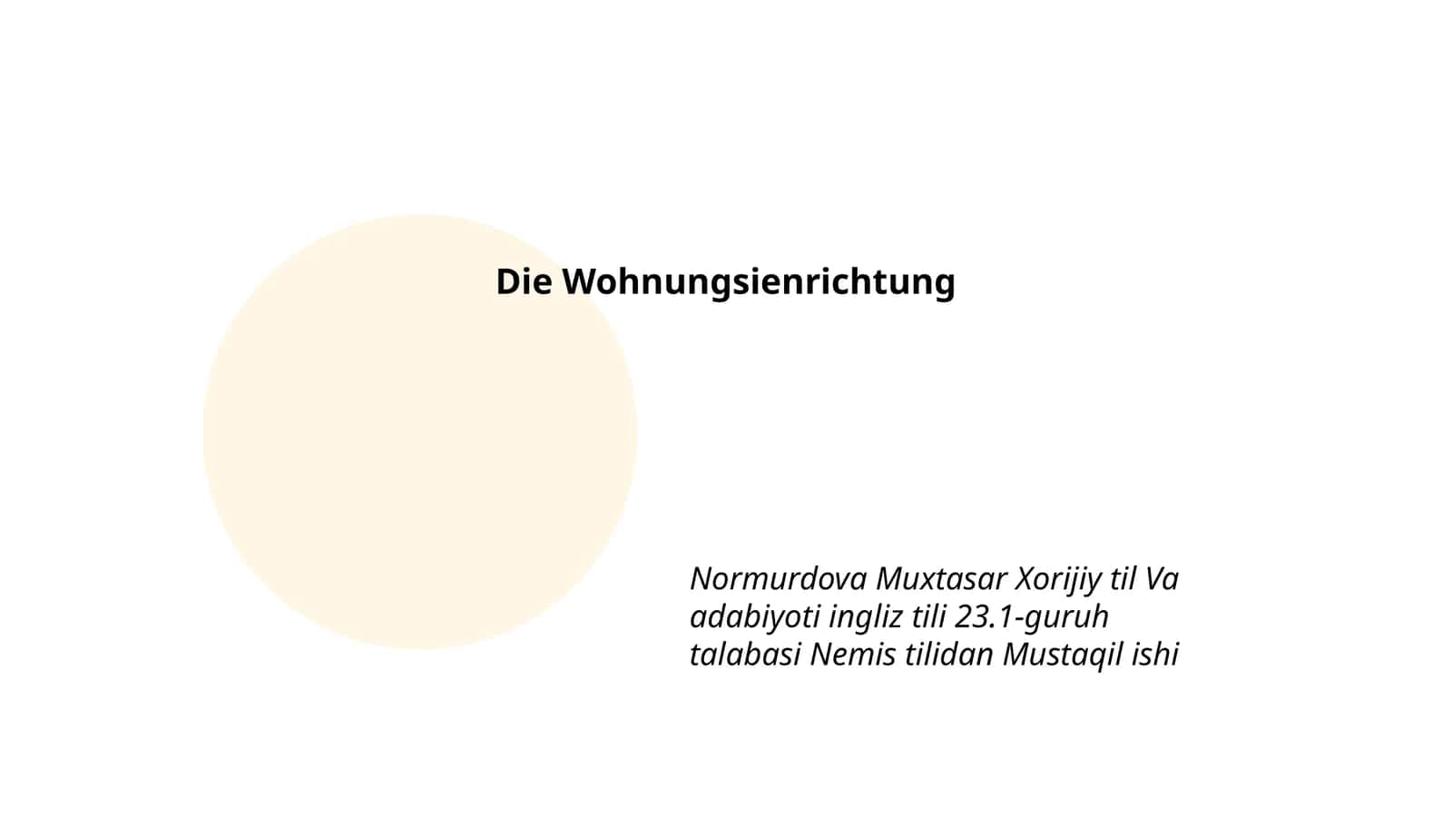 Die Wohnungsienrichtung 1