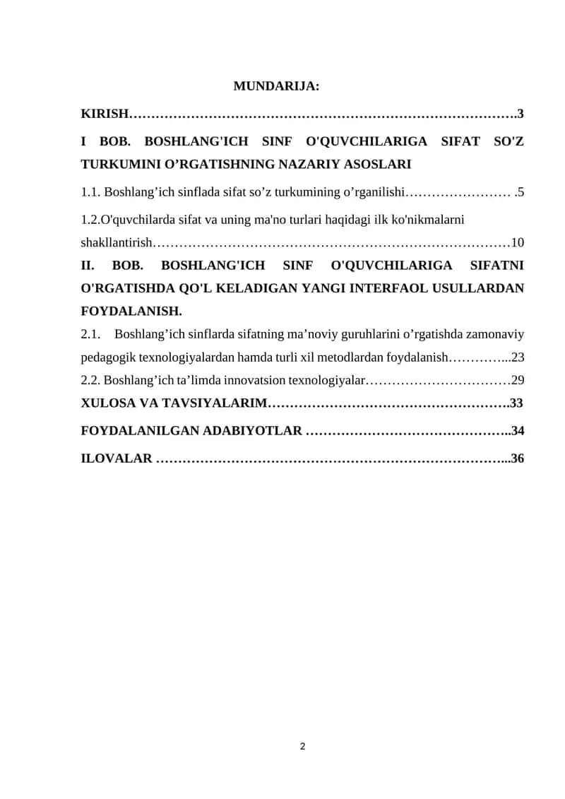 Boshlang'ich Sinf O'quvchilariga Sifatni O'rgatish 1