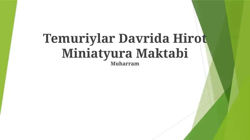 Temuriylar Davrida Hirot Miniatyura Maktabi 1