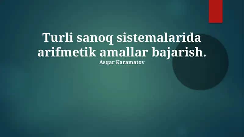 Ikkilik Arifmetik Amalar 1