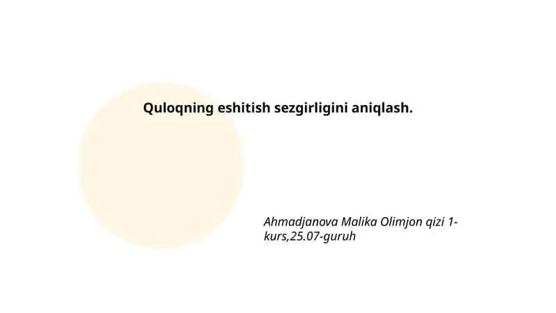 Quloqning eshitish sezgirligini aniqlash 1