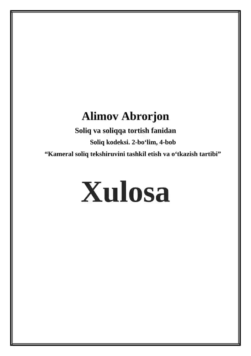 Kameral soliq tekshiruvi