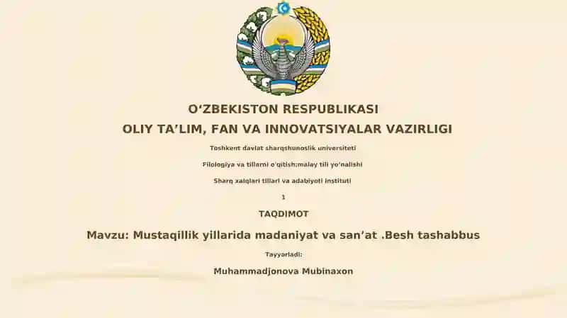 Mustaqillik yillarida madaniyat va san'at