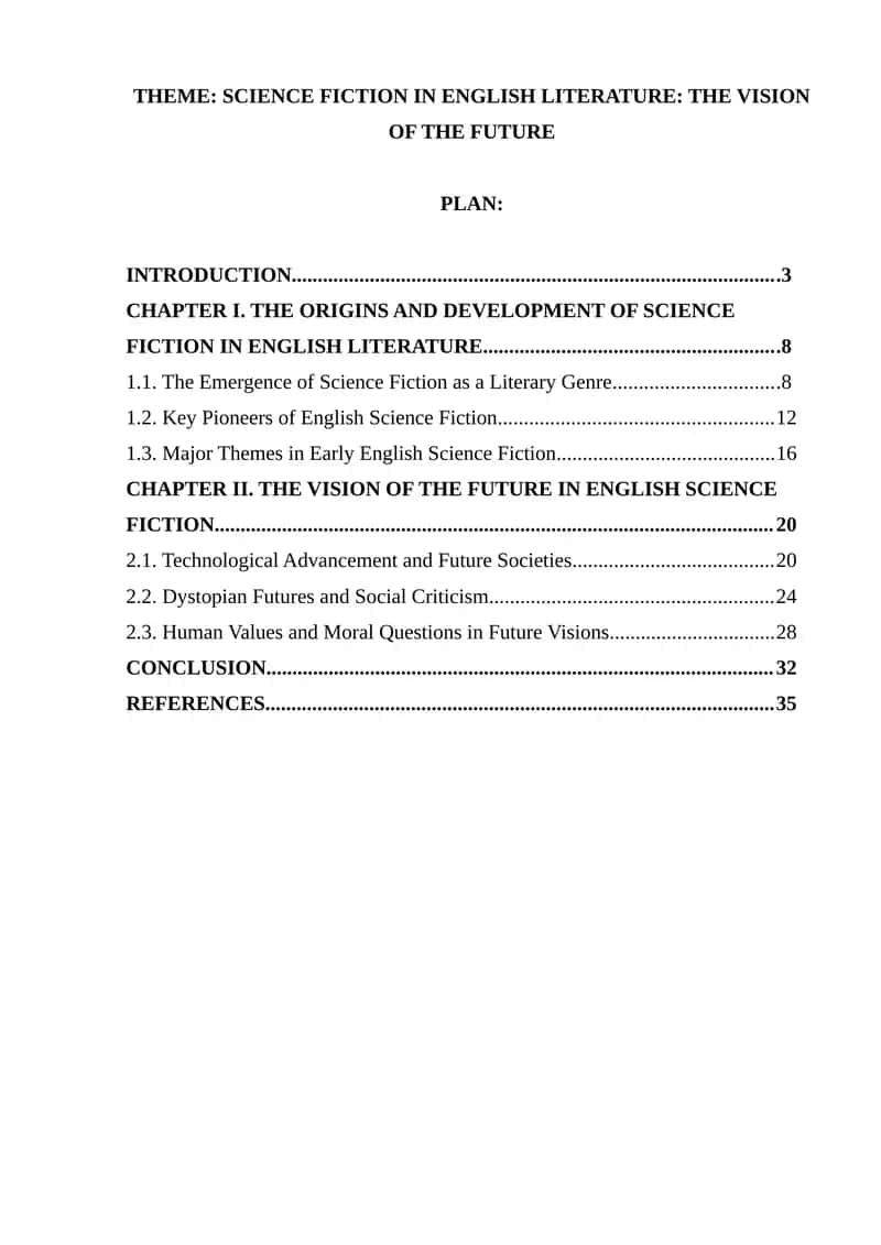 Science Fiction in English Literature Course 1
