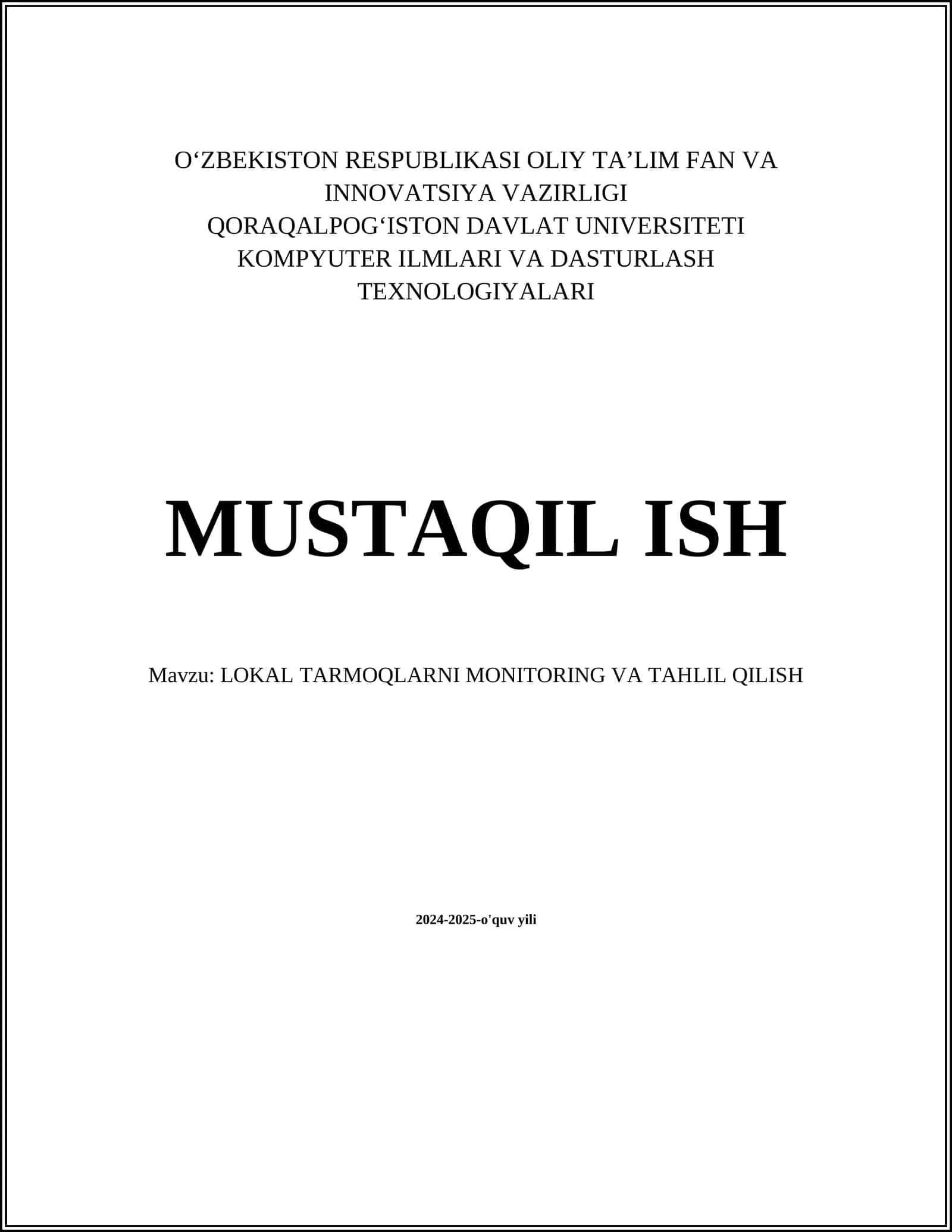 LOKAL TARMOQLARNI MONITORING VA TAHLIL QILISH 1