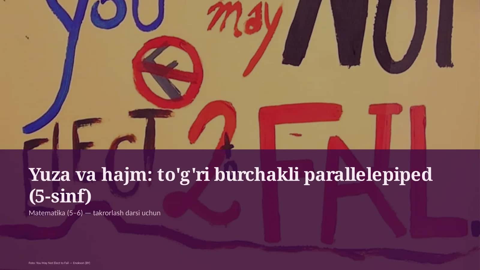 Yuza va hajm: to'g'ri burchakli parallelepiped (5-sinf) 1