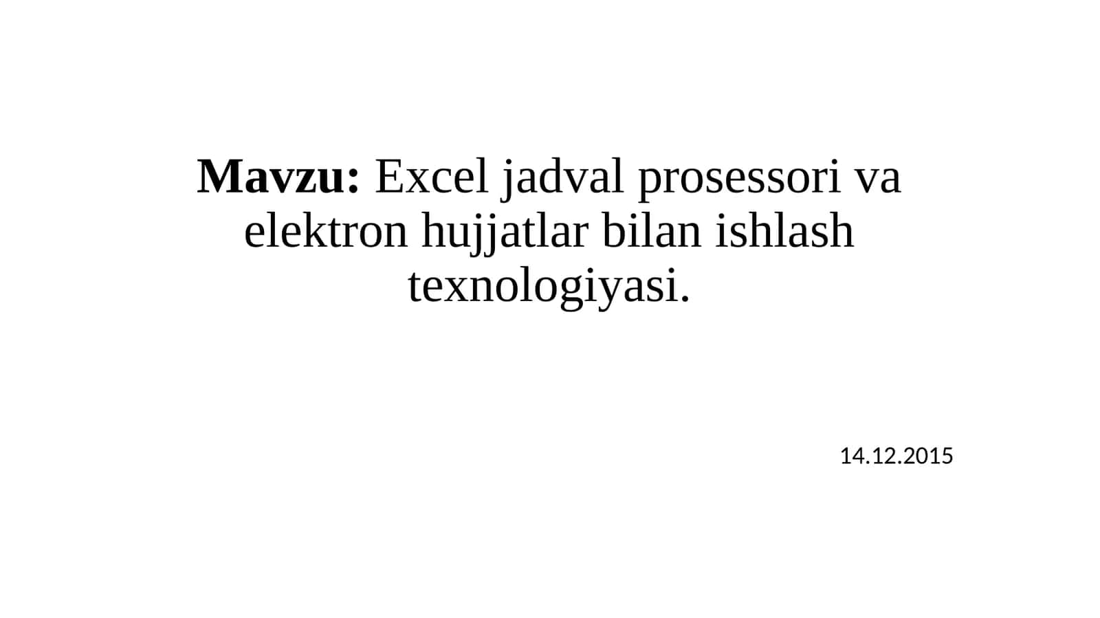 Excel jadvali tushunchasi 1