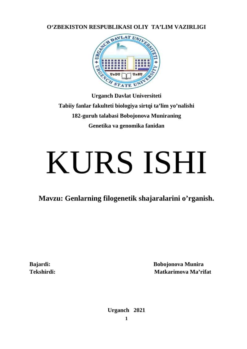 Genlarning filogenetik shajaralarini o’rganish 1