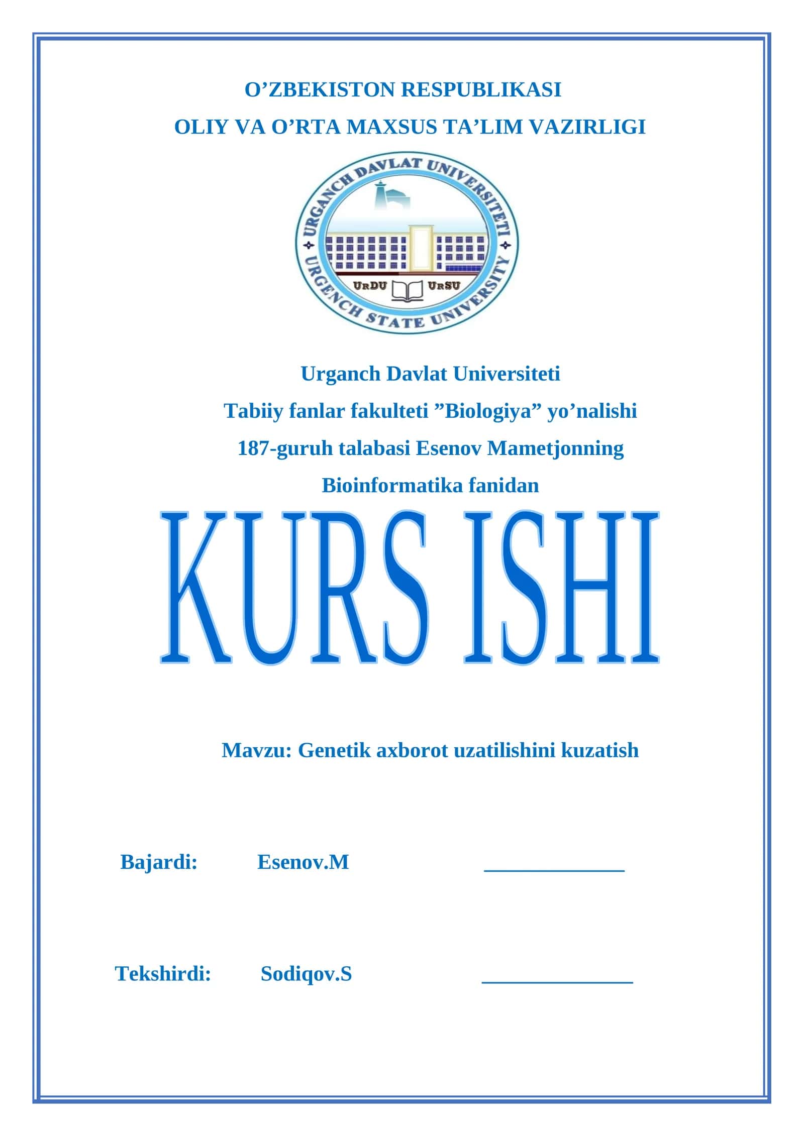 Genetik axborot uzatilishini kuzatish 1