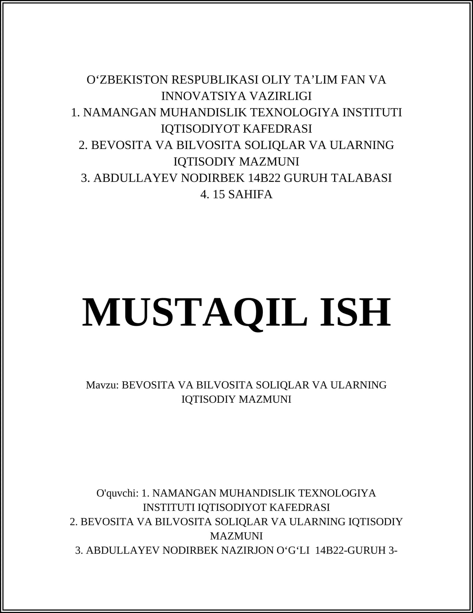 Soliqlar iqtisodiy ma'nosi 1