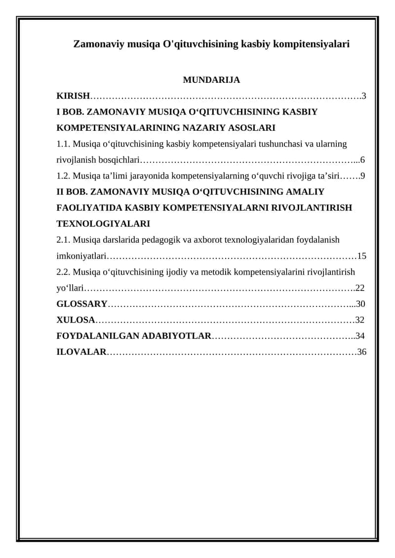 Zamonaviy musiqa O'qituvchisining kasbiy kompitensiyalari 1