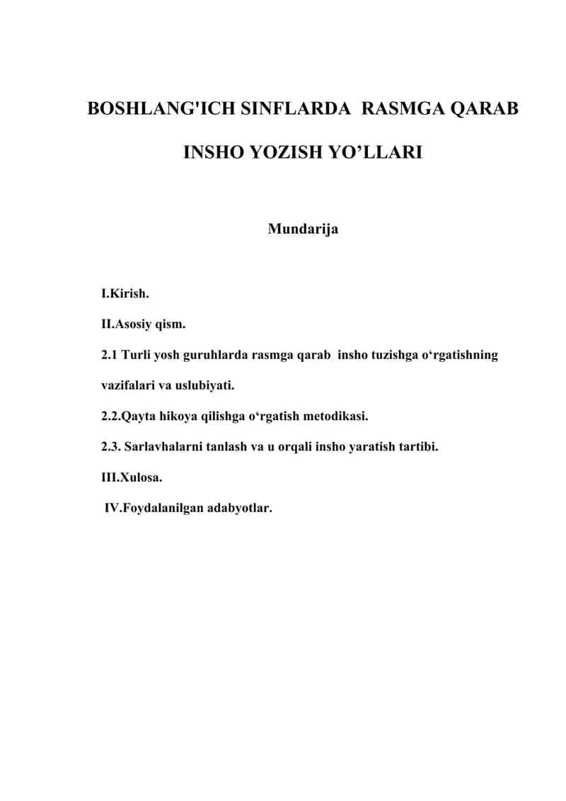 BOSHLANG'ICH SINFLARDA  RASMGA QARAB INSHO YOZISH YO’LLARI 1
