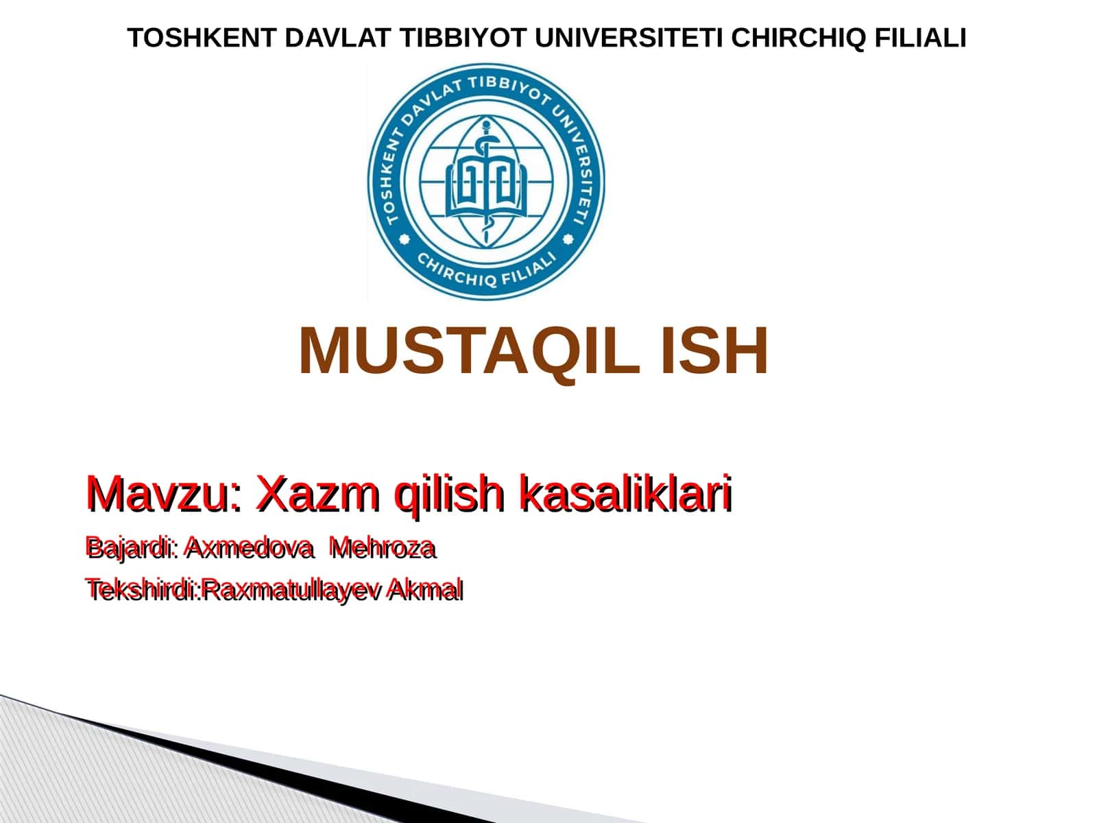 Xazm qilish kasaliklari 1