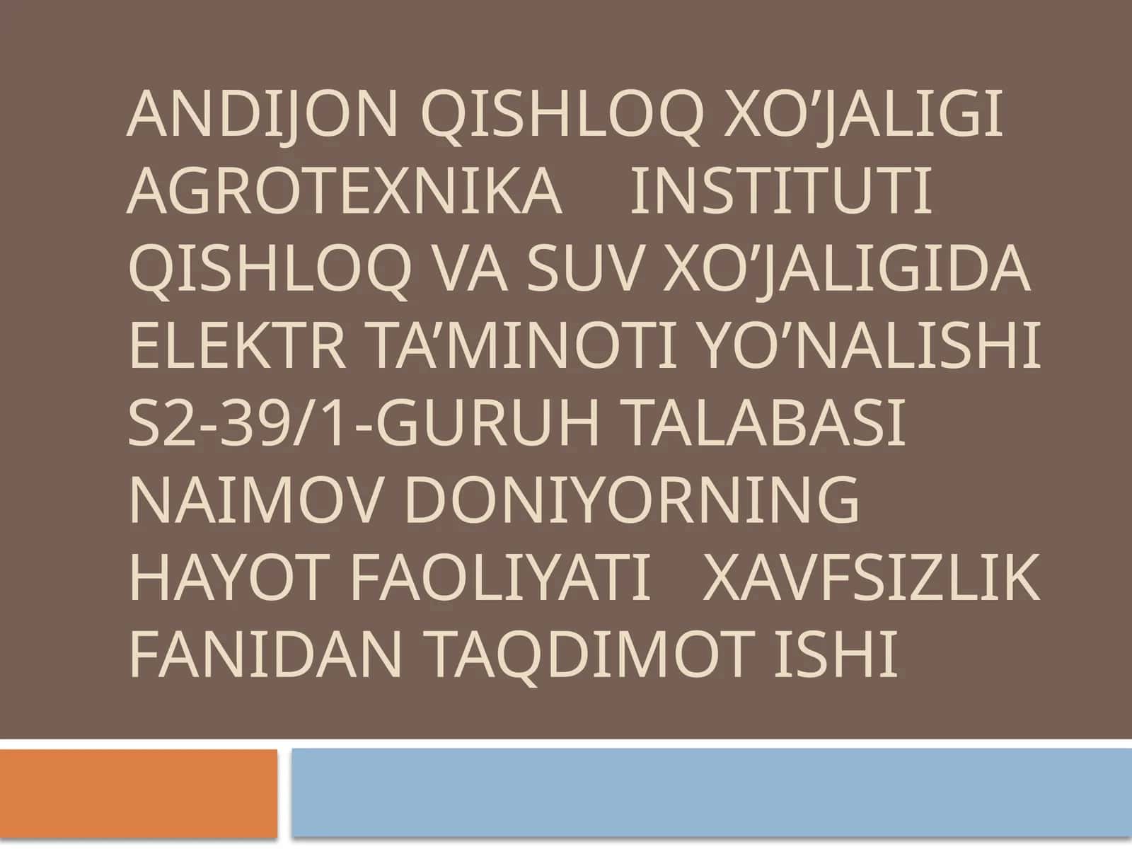 ELEKTR BILAN ISHLAGANDA XAVFSIZLIK CHORALARI 1