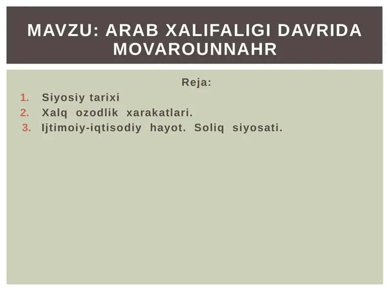 Arabxalifaligida Movarounnahr 1
