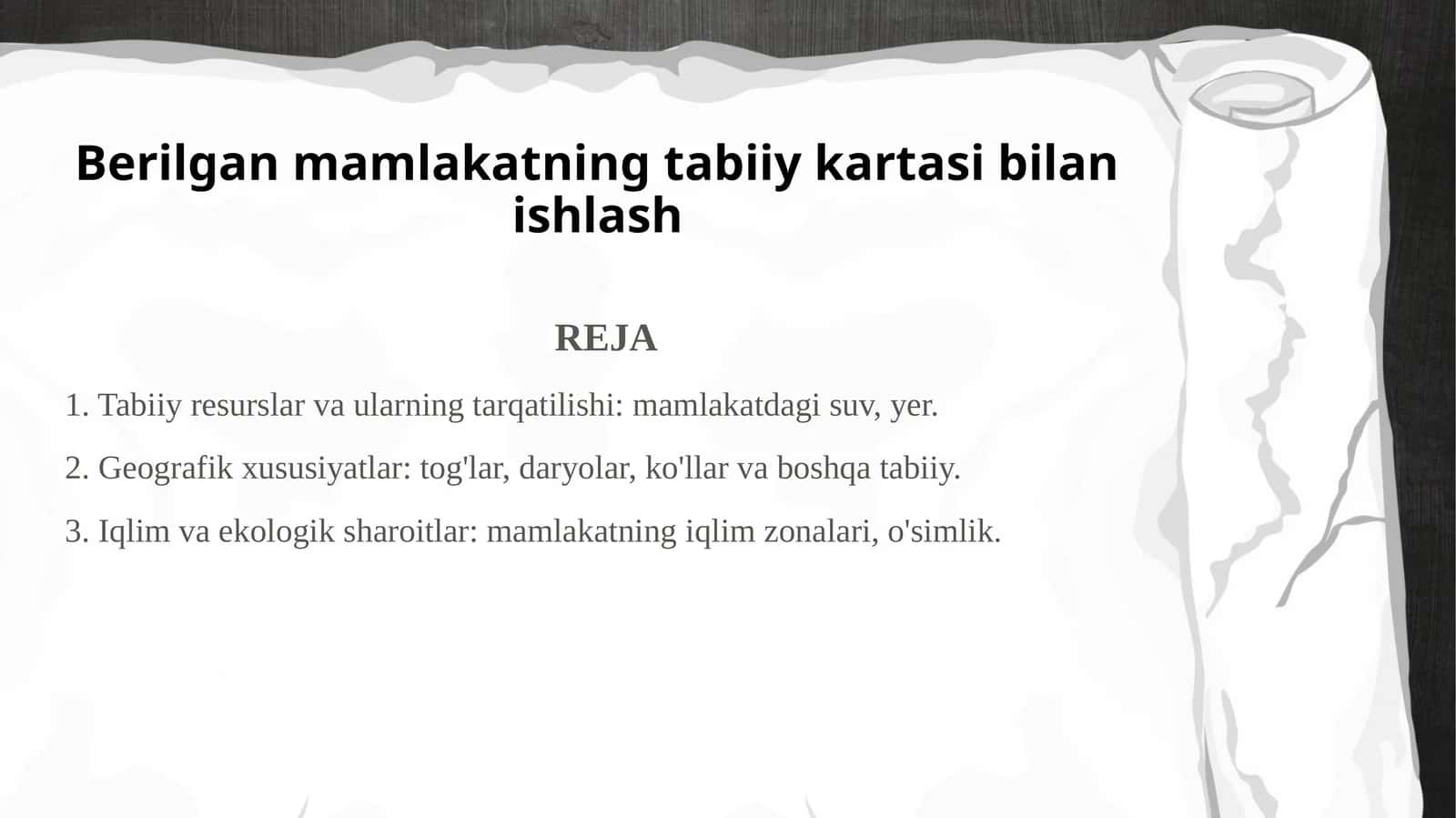 Mamlakatning tabiiy kartasi bilan ishlash 1