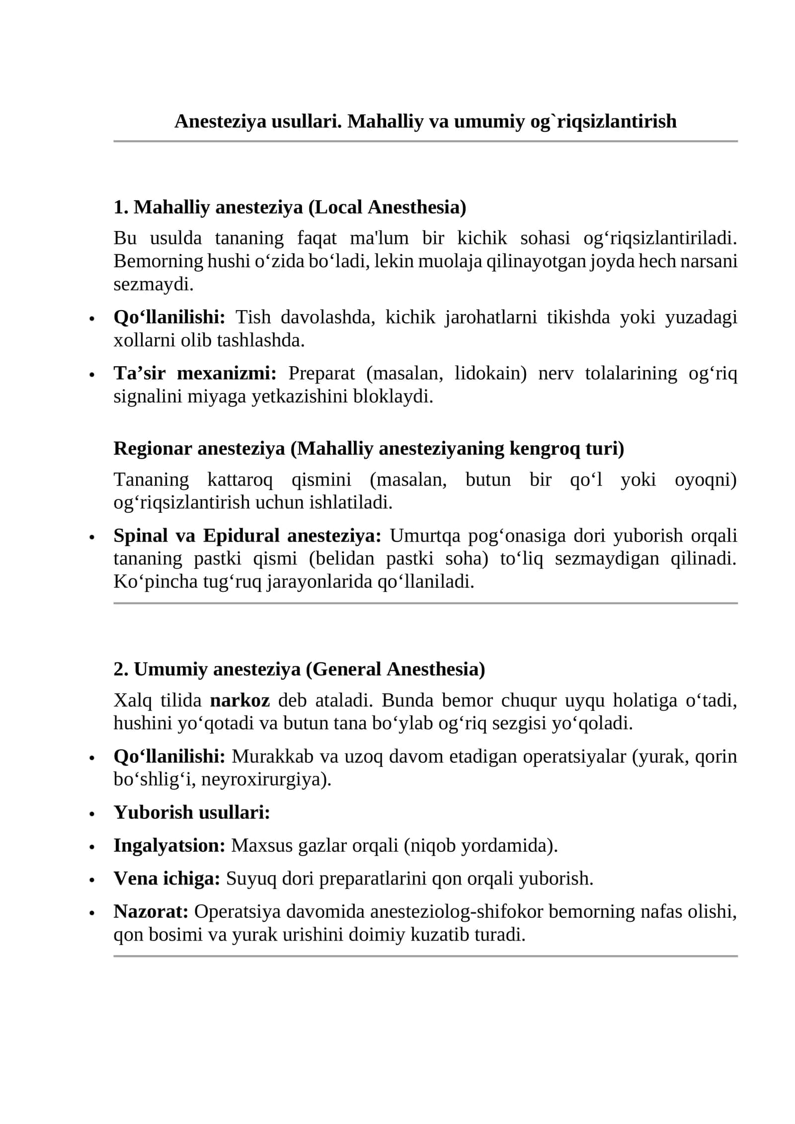 Anesteziya usullari 1