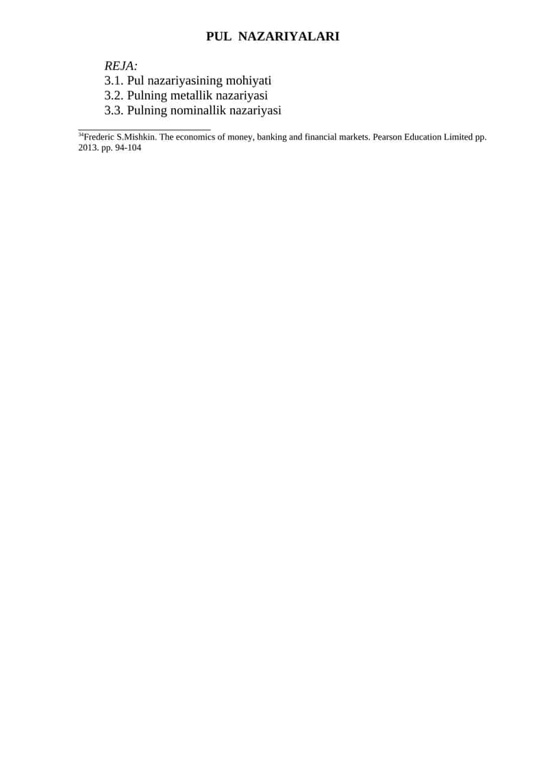 Pul Nazariyalari 1
