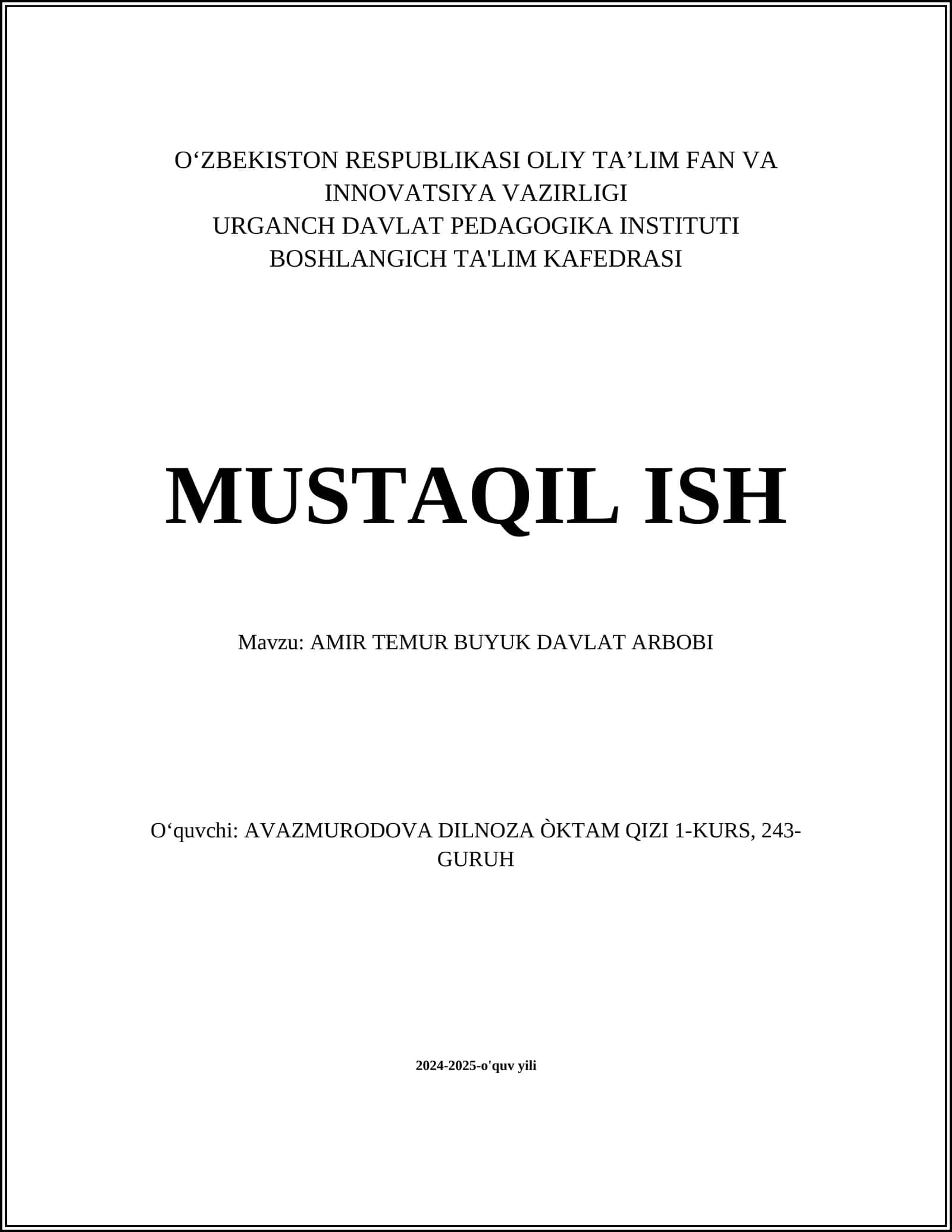 AMIR TEMUR BUYUK DAVLAT ARBOBI 1
