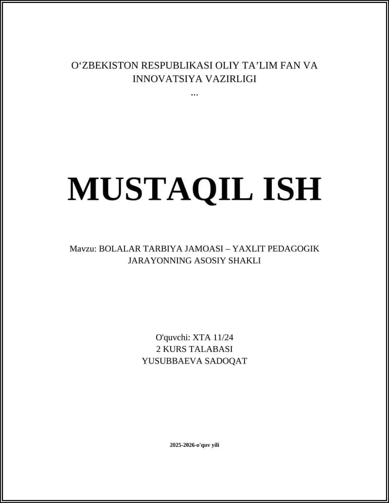 Bolalar Tarbiya Jamoasi 1