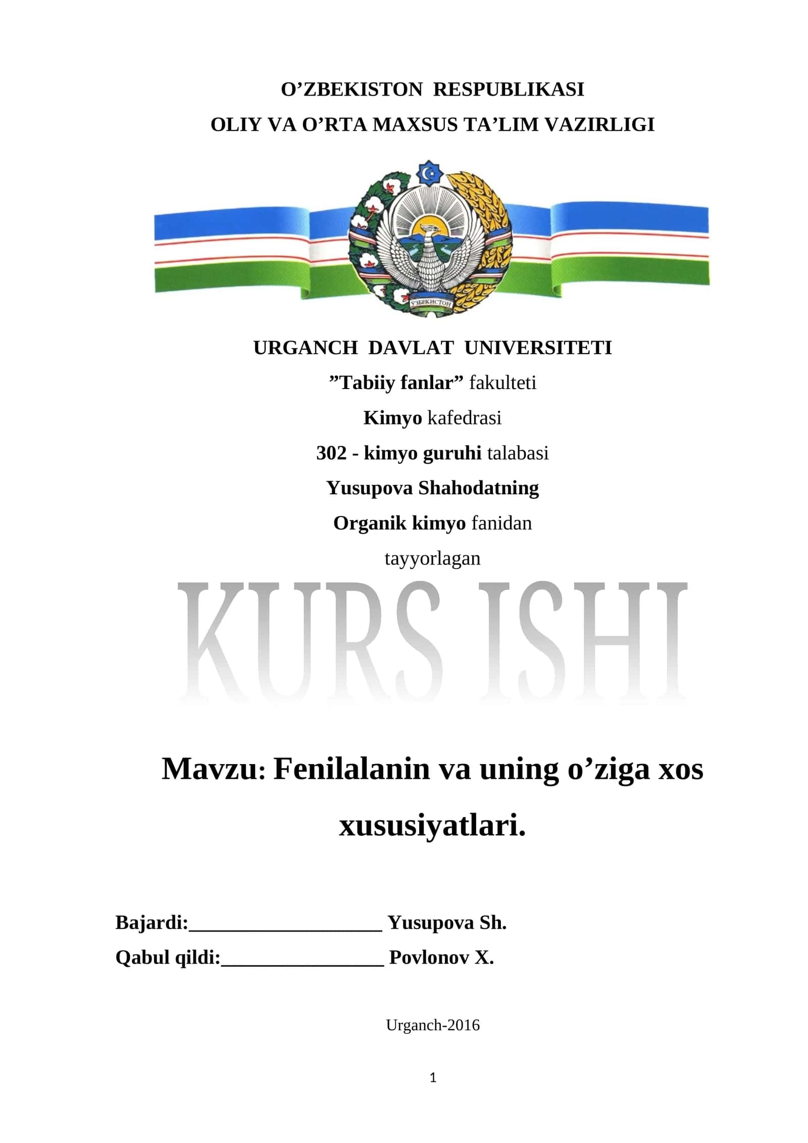 Fenilalanin va uning o’ziga xos xususiyatlari 1