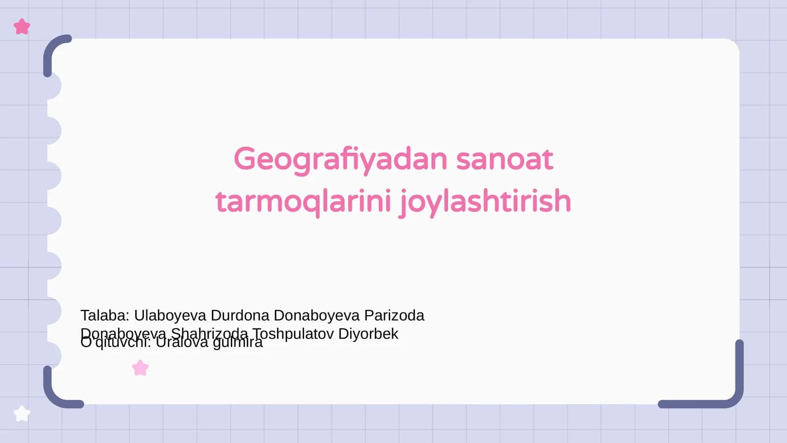 Geografiyadan sanoat tarmoqlarini joylashtirish 1