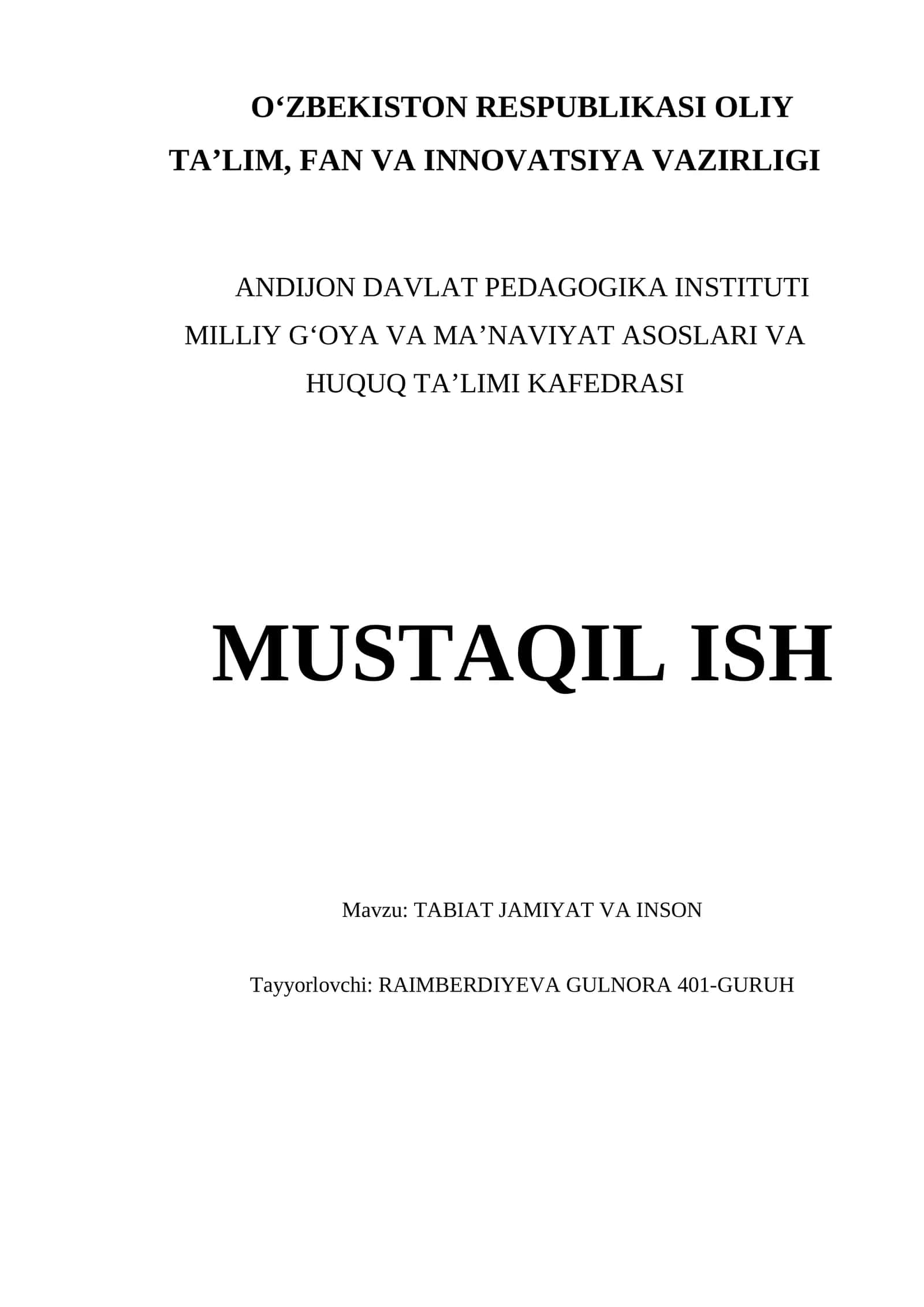 TABIAT JAMIYAT VA INSON 1