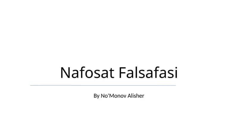 Nafosat Falsafasi 1