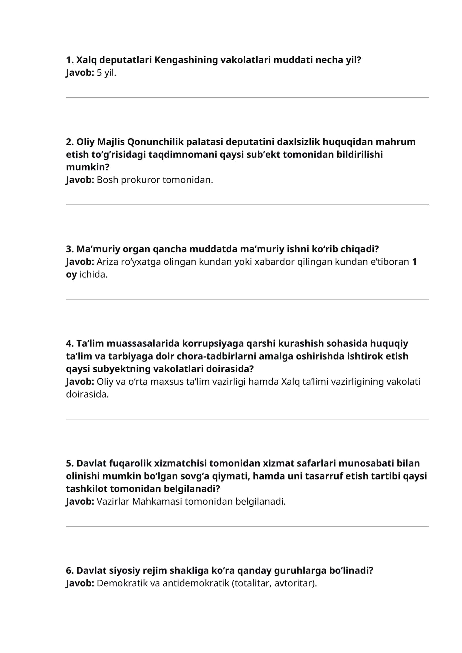 Agros test 2026 Milliy qonunchilikdan tushadigan savollar javoblari bilan 1