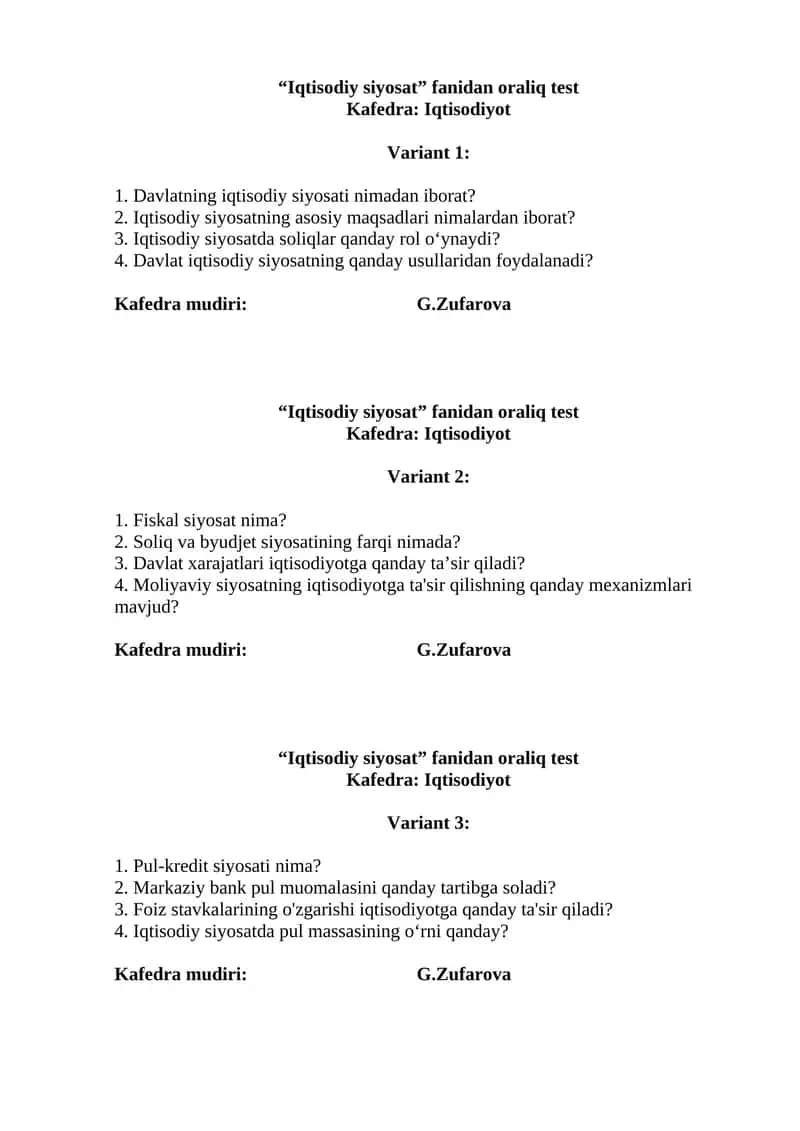 Iqtisodiy siyosat 1