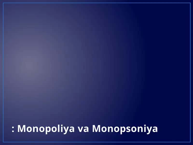 Monopoliya va Monopsoniya 1