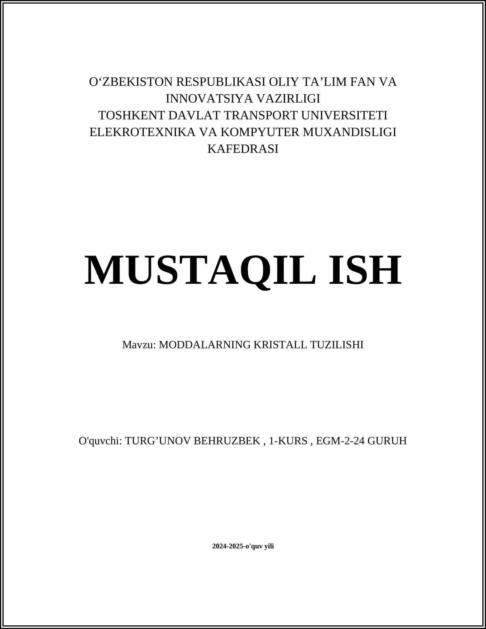 MODDALARNING KRISTALL TUZILISHI 1